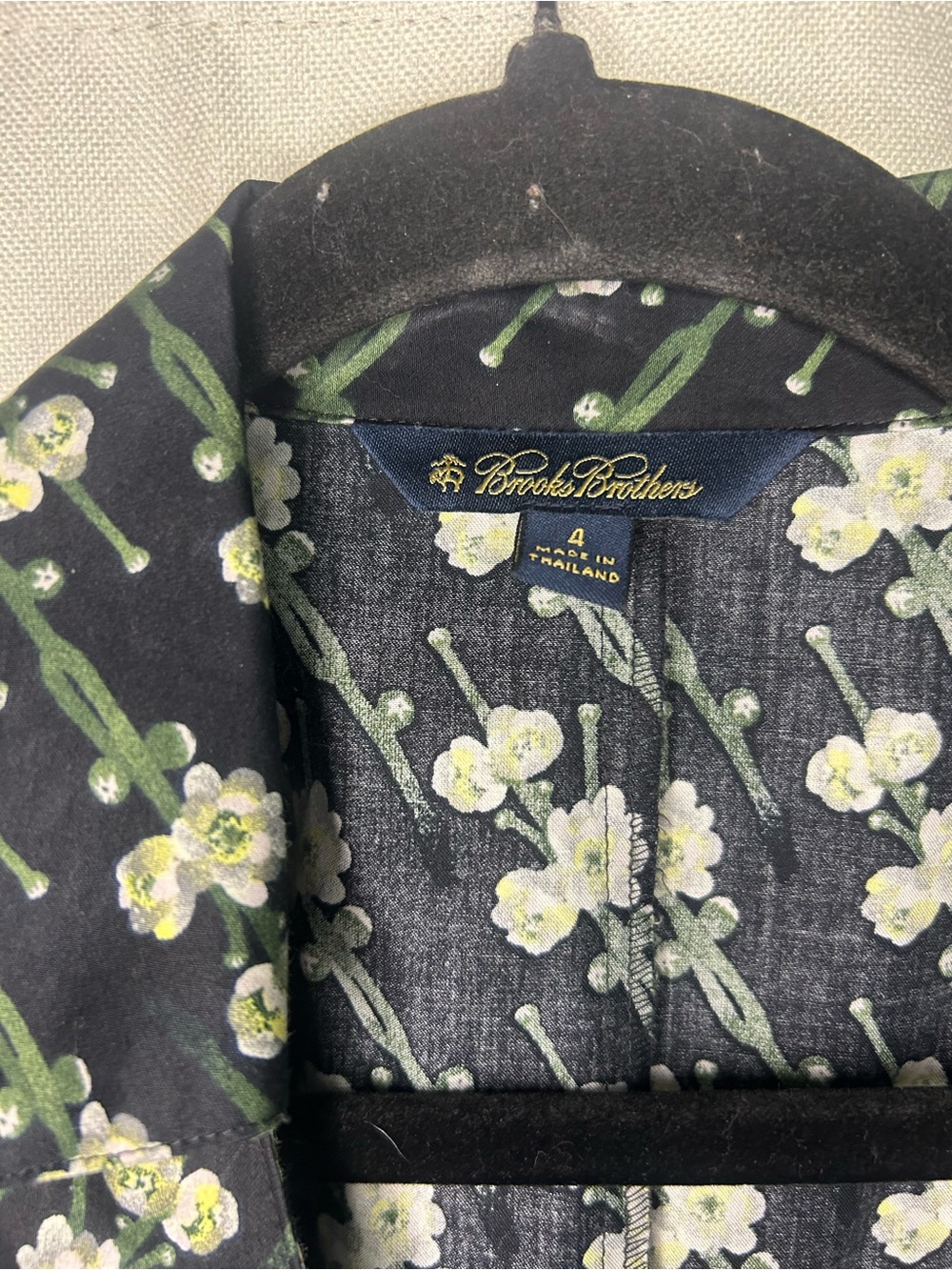 Brooks Brothers Zach Posen Floral Snow Blossom Black Cotton Wrap Midi Dress - Picture 5 of 6